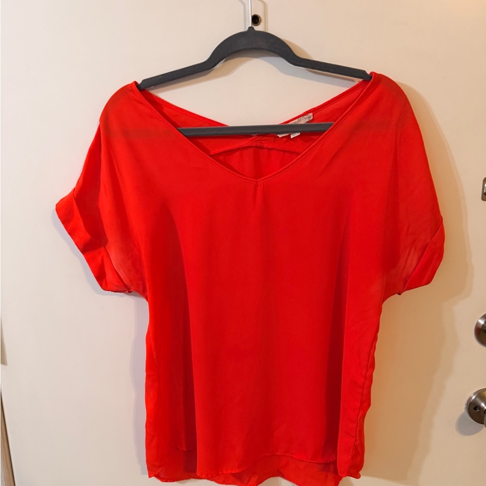 Pink Rose Bright Red Blouse